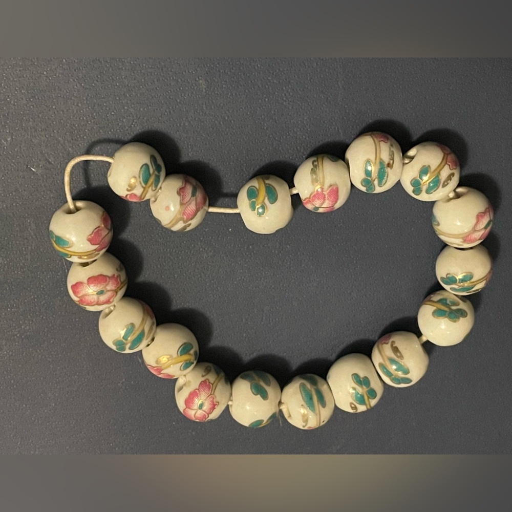 Hand Painted Porcelain Beaded Bracelet